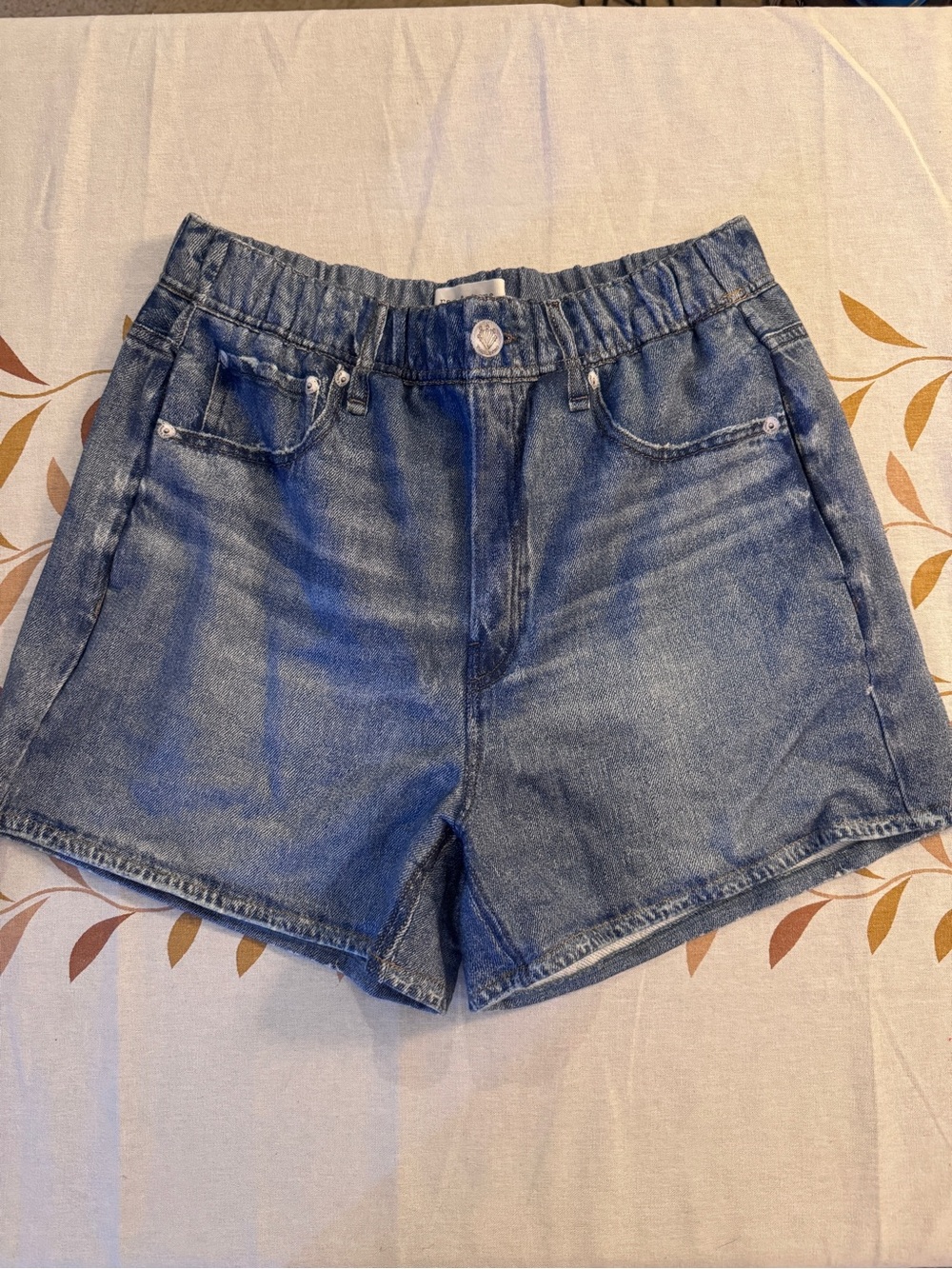 rag & bone Blue Elastic-Waist Denim Shorts